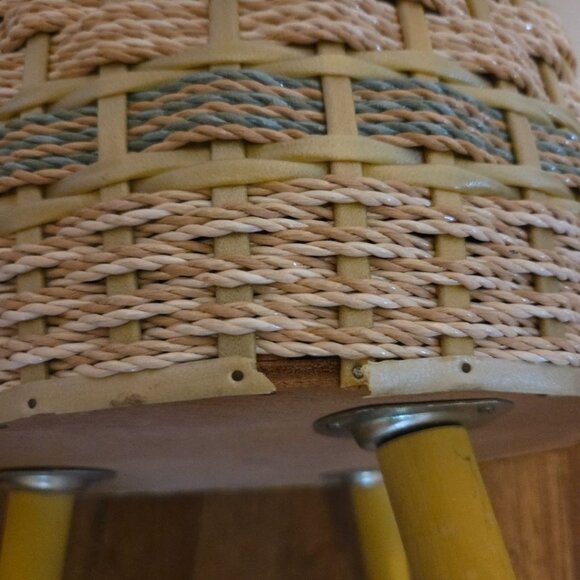 Vintage Sewing Basket Floral Lid & Lining Includes Plastic Organizer Legs Round - Picture 11 of 12